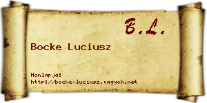 Bocke Luciusz névjegykártya